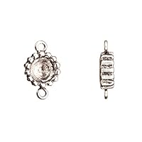 Link/Connector, Antique-Silver Plated Bead Edged Round Rivoli Setting 18.6x11.66mm fits ss38 Swarovski Crystals