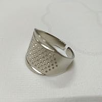 1PC Adjustable Steel Leather Thimble Sewing Tool Handmade Patchwork Finger Protector Needlework Tools DIY Home Sewing Helper G - (Color: White)