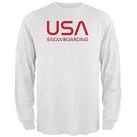 Vintage Team USA Snowboard Snowboarding Mens Long Sleeve T Shirt White LG