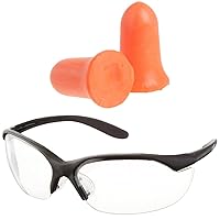 Honeywell Pre-Shaped Foam Earplugs, 60 Pair Tube (RWS-53008) withHoward Leight by Honeywell Vapor II Sharp-Shooter Shooting Glasses, Clear Lens (R-01535)