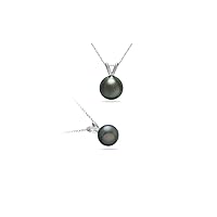 Gift For Her - 8.5-8.9 mm Tahitian Cultured Pearl Pendant in 18K White Gold