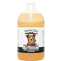 VERMONT SOAP Organics Pet Shampoo - Infused with Organic & Natural Olive Oil, Coconut & Aloe Vera Dog Shampoo for Sensitive Skin - USDA Certified Grooming Pet Shampoo (64oz)