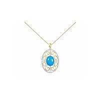Rylos 14K Yellow Gold Halo Designer Style Necklace: Gemstone & Diamond Pendant, 18