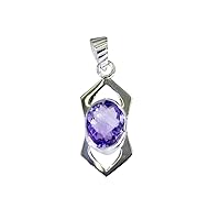Excellent 925 Sterling Silver Genuine Amethyst Pendant for Girl's