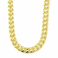 14k REAL Yellow Gold 6.4mm Shiny Diamond-Cut Square Franco Chain Necklace Or Bracelet for Pendants and Charms with Lobster-Claw Clasp (9