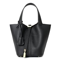 Women's Genuine Leather Soft Bucket Bags Stylish Lock Design Handbags Casual Satchel Ladies Daily Small Shoulder Bags