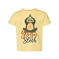 Baffle Funny Toddler Shirt, Yoga Sloth, 80's, Funny Yoga, Animal, Retro, Unisex, Toddler Tee, Youth, Short Sleeve T-Shirt (3T, Yellow)