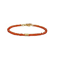Natural Carnelian 3mm Rondelle Shape Faceted Cut Gemstone Beads 7 Inch Gold Plated Clasp Bracelet For Men, Women. Natural Gemstone Link Bracelet. | Lcbr_01820
