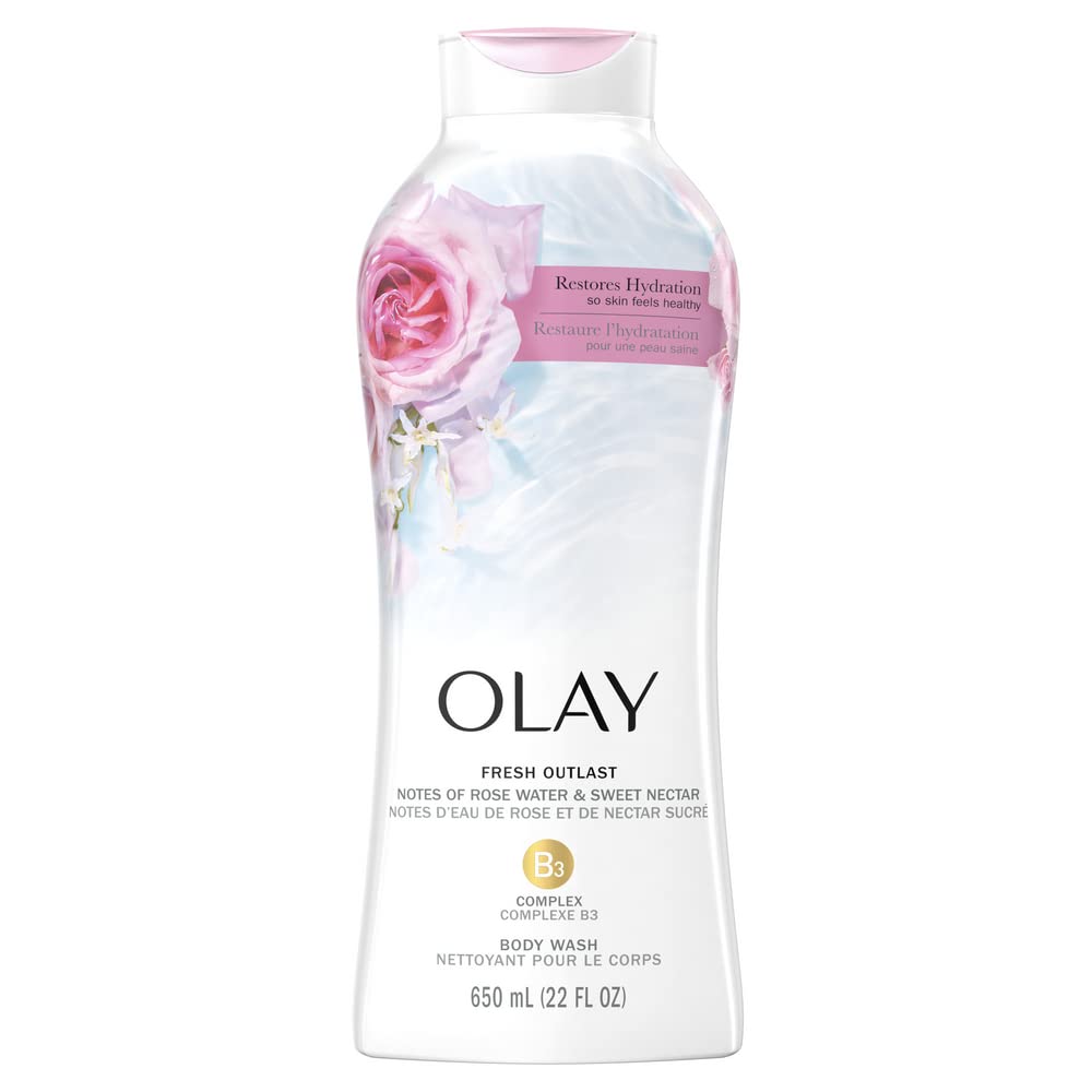 Olay Fresh Outlast Rose Water & Sweet Nectar Body Wash, 22 Fl oz, 5.732 Lb