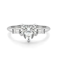 14k White Gold Solitaire 3.0 ct Heart Twisted Ring Moissanite Engagement Ring For Women
