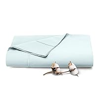 Pizuna Cotton King Size Flat Sheet Only, Baby Blue, 400 Thread Count 100% Long Staple Combed Cotton Sateen Cooling Flat Bed Sheets Full Size (Baby Blue King Size Flat Sheet - 1PC)