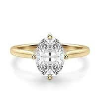 14K Solid Yellow Gold Handmade Engagement Ring 1.50 CT Oval Cut Moissanite Diamond Solitaire Wedding/Bridal Ring for Her/Woman Promise Ring