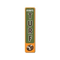 Football Turf Vertical Sign, Kid Name Room Decor, Custom Sports Lover Child Playroom Aluminum Sign - 6 x 24