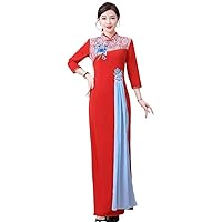 Oriental Improved Qipao Traditional National Flower Embroidery Banquet Cheongsam Dress Elegant Evening