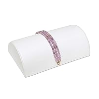 888 Display - White Faux Leather Half Moon Bracelet Showcase Display Stand 8 1/4