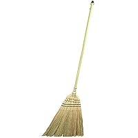 Whisk Broom, Long Handle Straw Broom Household Cleaning Soft Handmade Wall-Mounted Wear Resistant Anti-Static Garden Broom agh (Color : Natural, Size : 142x43cm) (Natural 142x43cm)