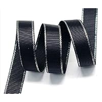Zamihalaa (10 Yards/lot) Black Silver Edged Ribbon Gift Wrapping Christmas Ribbons - 10mm