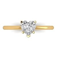Clara Pucci 0.9ct Heart Cut Solitaire Stunning Lab White Sapphire Proposal Bridal Designer Wedding Anniversary Ring 14k Yellow Gold