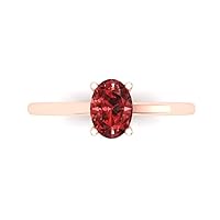 Clara Pucci 1.0 carat Oval Cut Solitaire Natural VVS1 Red Garnet Proposal Wedding Bridal Anniversary Ring 18K Rose Gold