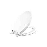KOHLER 4636-RL-0 Cachet ReadyLatch Elongated Toilet Seat, Quiet-Close Lid and Seat, Countoured Seat, Grip-Tight Bumpers and Installation Hardware, White, 18.04