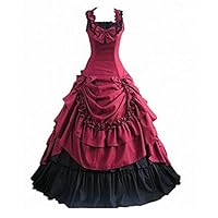 Classy Gothic Victorian Bowknot Ball Dress (S, Red)