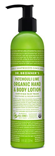 Dr. Bronner's - Organic Lotion (Patchouli Lime, 8 Ounce) - Body Lotion and Moisturizer, Certified Organic, Soothing for Hands, Face and Body, Highly Emollient, Nourishes and Hydrates, Vegan, Non-GMO