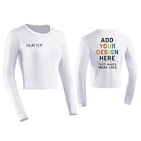 Custom Women's Performance Long Sleeves Crop Tops Add Your Text Image Logo