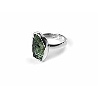 100% Natural Czech Moldavite Rough Ring With Certified Gemstone 925 Solid Sterling Silver Handmade Designer Jewelry, Leaf Design