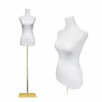 Female Dress Form Mannequin Torso,Height Adjustable Mannequin Stand,Realistic Model Display Body Stand with Metal Bracket and Rectangular Base Clothing Forms,White