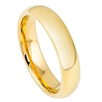 Kriskate & Co. 5MM Tungsten Mens Wedding Band Polish Gold Promise Ring For Him Her Custom Engrave Comfort Fit Size 5-13 TCR592