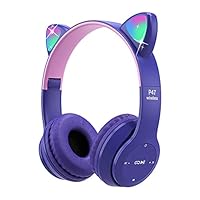 Joso Cat Ear Headphone, Kids Headphones with Mic&LED Light Up Cat, 85dB Safe Volume Limited, Foldable Kitty Headpones for Online Learning, School, Travel, Tablet, Smartphone - Support 3.5mm Audio