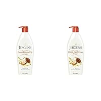 Jergens Deep Restoring Argan Oil Moisturizer, Soothing Body and Hand Lotion, 16.8 oz, with Reviving Argan Oil and Vitamin E, Oil-Infused, Dermatologist Tested (Pack of 2)