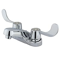 Kingston Brass KB181G Vista Twin Blade Handle 4-Inch Centerset Lavatory Faucet with Grid Strainer, Polished Chrome