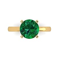 Clara Pucci 3.0 ct Round Cut Solitaire Simulated Green Emerald Engagement Wedding Bridal Promise Anniversary Ring in 14k Yellow Gold