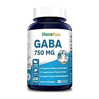NusaPure GABA 750 mg 240 Tablets (Vegan, Non-GMO, Gluten-Free) Bioperine