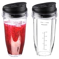 Replacement 24 oz Blender Cups with Sip & Seal Lids Compatible with Nutri Ninja Auto IQ Bl450 BL456 BL480 BL482 BL642 BL682 BN751 BN801 Foodi SS151 SS351 SS401 Blender Cup (2-Pack)