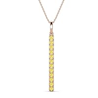 Alternating Round Yellow Sapphire 0.30 ctw Vertical Pendant Necklace 14K Gold