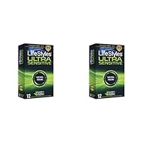 Ultra Sensitive Natural Feeling Lubricated Latex Condoms, 12 Count (Pack of 2)