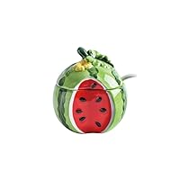 Creative Household Fruit Ceramic Seasoning Jar Watermelon Shaped Seasoning Box Personality Cute with Lid Salt Shaker Jars (Color : E)