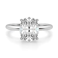 Mois 14K Solid White Gold Handmade Engagement Ring 1.00 CT Oval Cut Moissanite Diamond Solitaire Wedding/Bridal Ring for Her/Woman Best Ring