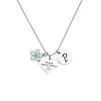 Ohana Means Family Necklace Stitch Cartoon Cute Necklace Gifts for Women Girls Initial A-Z Letter Ohana Necklace Family Member Gift Birthday Gift for Daughter Niece