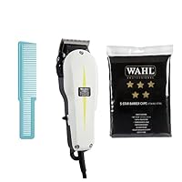 Wahl Professional Super Taper Hair Clipper, Large Styling Aqua Comb & 5 Star Series Barber Cape Bundle