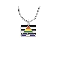 Fundraising For A Cause | Straight Ally LGBTQA Pride Rectangle Necklaces - Ally Gay Pride Flag Necklaces for Awareness, Support, Pride Parades and More