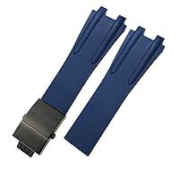 For Athens Ulysse Nardin Blue Black Sport Waterproof Watchbands Folding Buckle Watch Accessories 26mm Silicone Rubber Watch Strap (Color : 26mm, Size : Black Black Clasp)