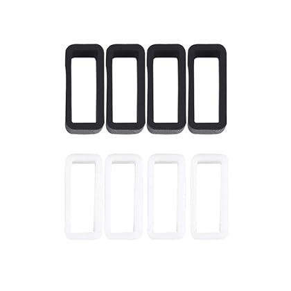 Hemobllo 8pcs Silicone Watch Band Strap Loops Fastener Rings Holders Replacement Secure Rings 18mm (Black White)