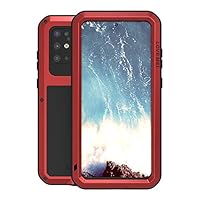 LOVE MEI Metal Case for Samsung Galaxy S20 Plus 6.7'',Heavy Duty Outdoor Shockproof Dustproof Anti-Scratch Hybrid Aluminum Metal Robust Bumper Protection case with Tempered Glass Screen (Red)