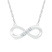 DGOLD 10kt White Gold Round White Diamond 3 Stone Infinity Necklace for Women (1/20 cttw)