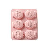 Fish Silicone Molds, 1pc 6 Hole Cartoon Fish Silicone Soap Molds Cake Candy Chocolate Bread Fudge Kitchen Baking Mould Bakeware Handmade Soap Making Silicone Mold(Pink), Cake Molld