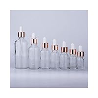 1PCS Refillable Glass Dropper Bottle with Rose Gold Cover,clear bottle,10ml