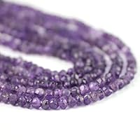 Amethyst Hand Faceted Rondelles Full Strand Grape Purple Semi Precious Gemstone 4-4.8 mm 13 inch Strand